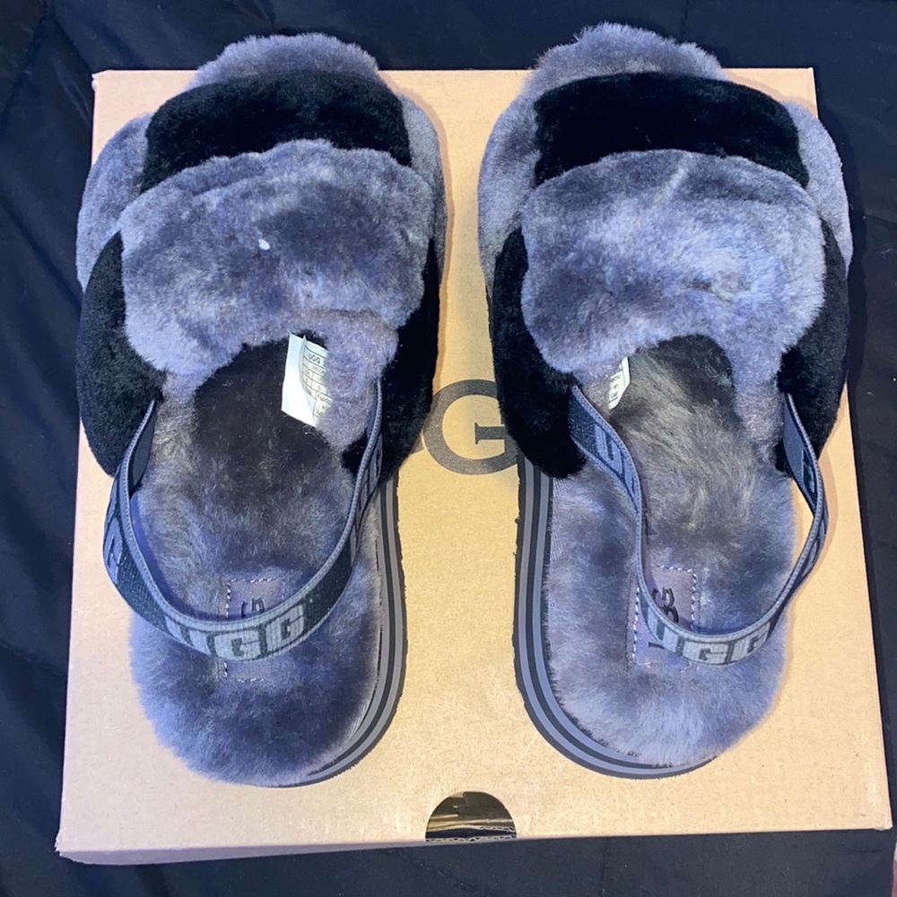 UGG GREY & BLACK PLATFORM SLIDES SIZE 5